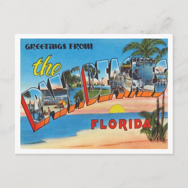 Greetings from Palm Beaches, Florida Travel Postcard (Front)