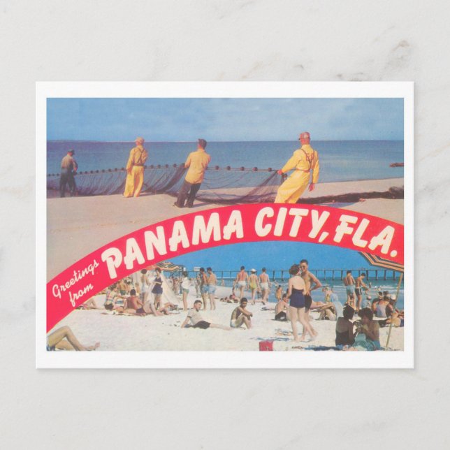 Greetings from Panama City Florida Vintage Postcard (Front)