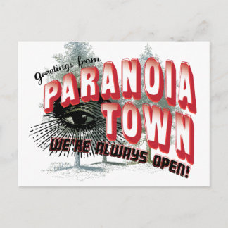 Greetings from Paranoia Town Postcard