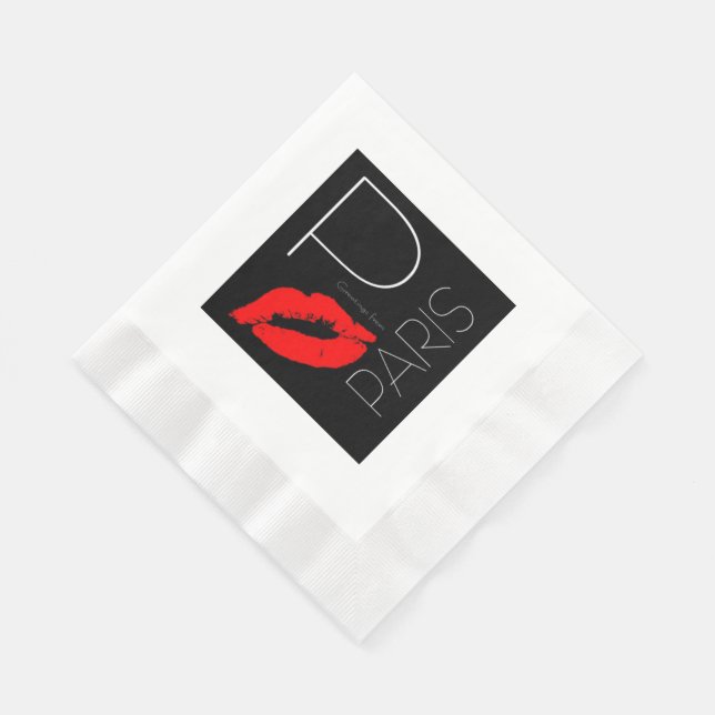 Greetings from Paris France Red Lipstick Kiss Napkin (Corner)