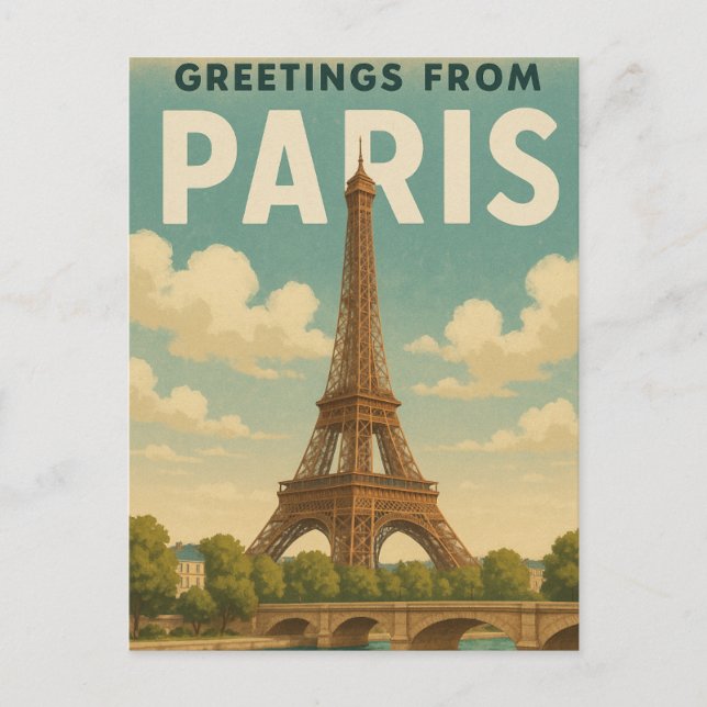 Greetings From Paris Postcard (Front)