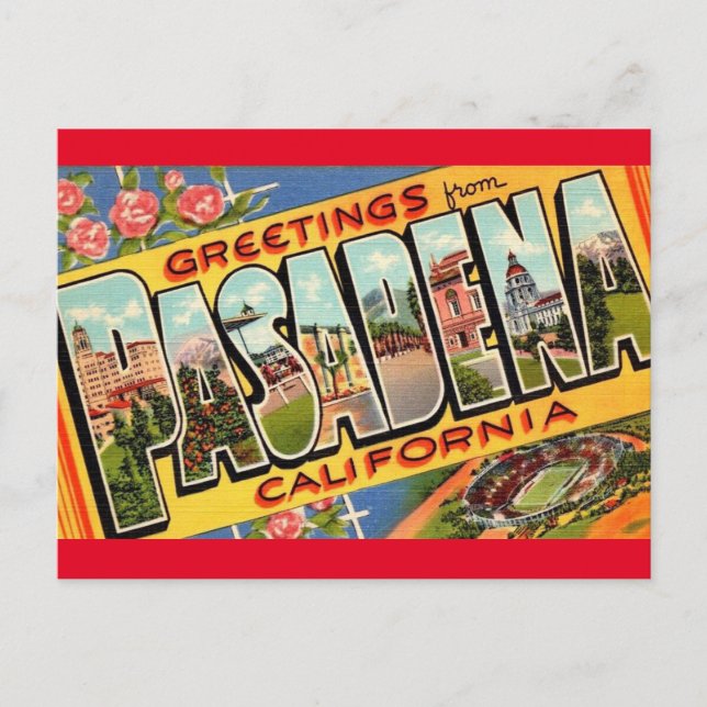 Greetings from Pasadena California Travel Postcard (Front)