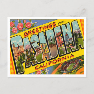 Greetings from Pasadena, California Vintage Travel Postcard