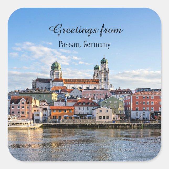 Greetings from Passau, Germany Square Sticker (Front)