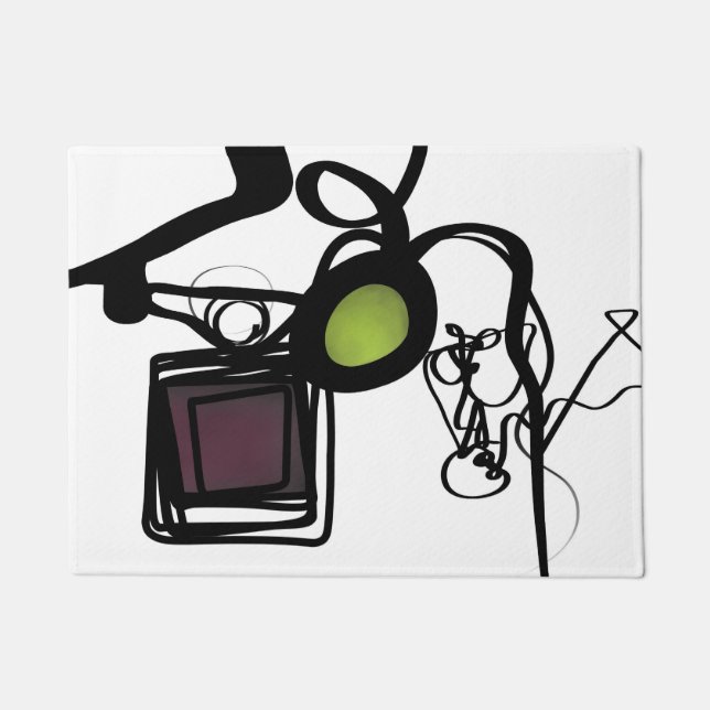 Greetings from Philydion: Abstract Black & White Doormat (Front)