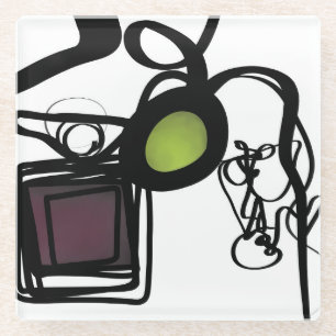 Greetings from Philydion: Abstract Black & White Glass Coaster