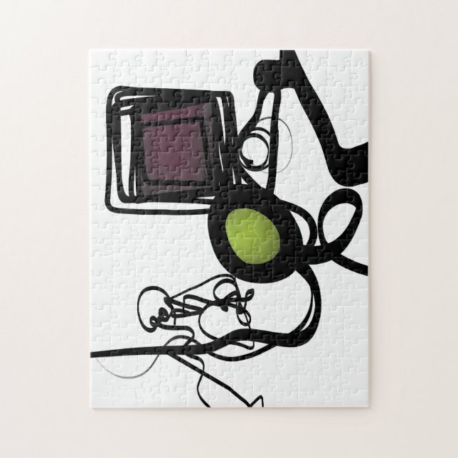 Greetings from Philydion: Abstract Black & White Jigsaw Puzzle (Vertical)