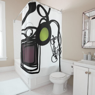 Greetings from Philydion: Abstract Black & White Shower Curtain