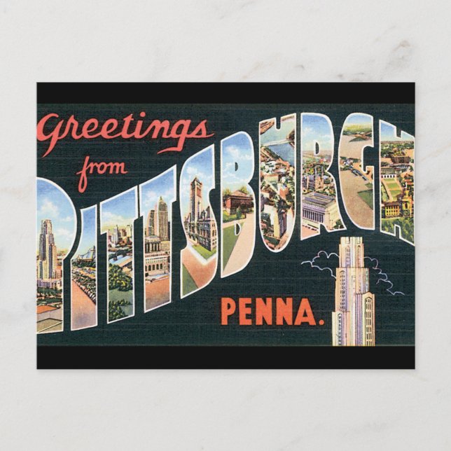 Greetings from Pittsburgh_Vintage Travel Poster Postcard (Front)