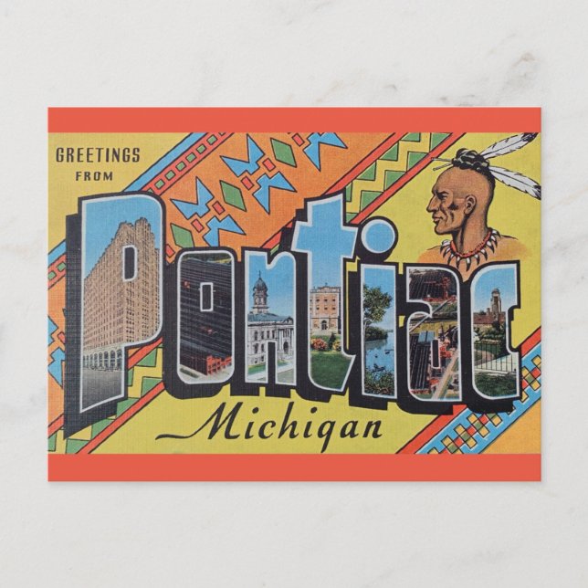 Greetings from Pontiac Michigan Postcard (Front)