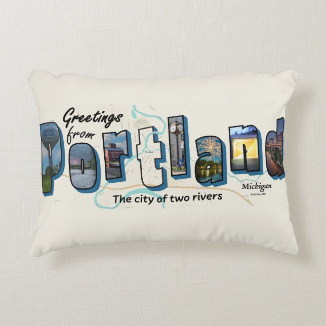 Greetings from Portland Accent Pillow (Front)