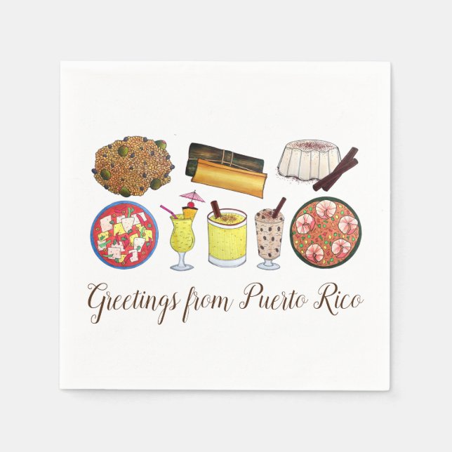 Greetings from Puerto Rico Carribean Island Foods Napkin (Front)