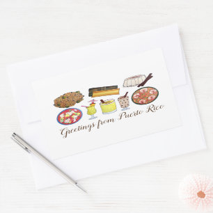 Greetings from Puerto Rico Carribean Island Foods Rectangular Sticker
