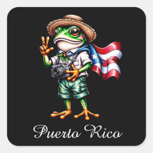 Greetings From Puerto Rico Coqui Frog Boricua Square Sticker