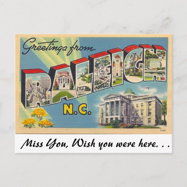 Greetings from Raleigh, North Carolina Postcard (Front)
