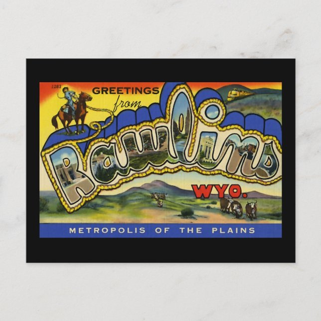 Greetings from Rawlins Wyoming Postcard (Front)