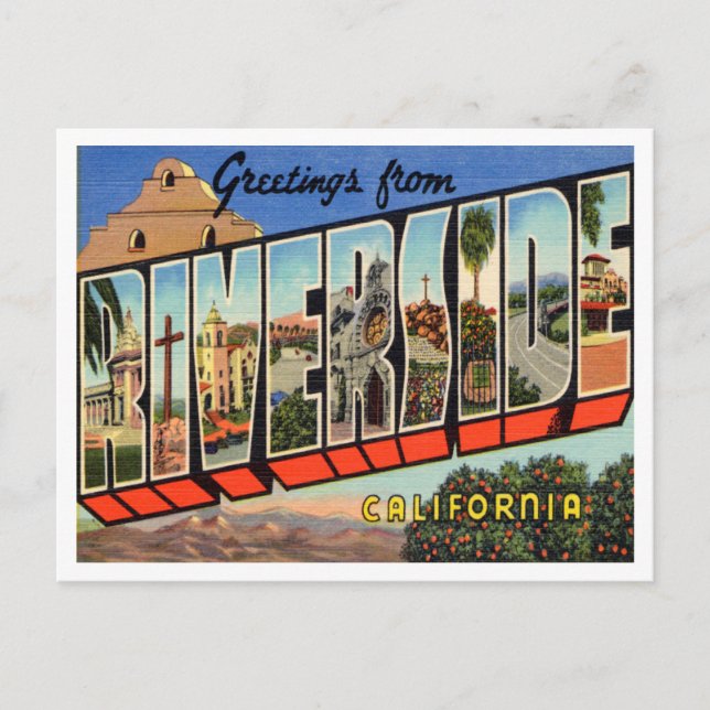 Greetings from Riverside, California Travel Postcard (Front)