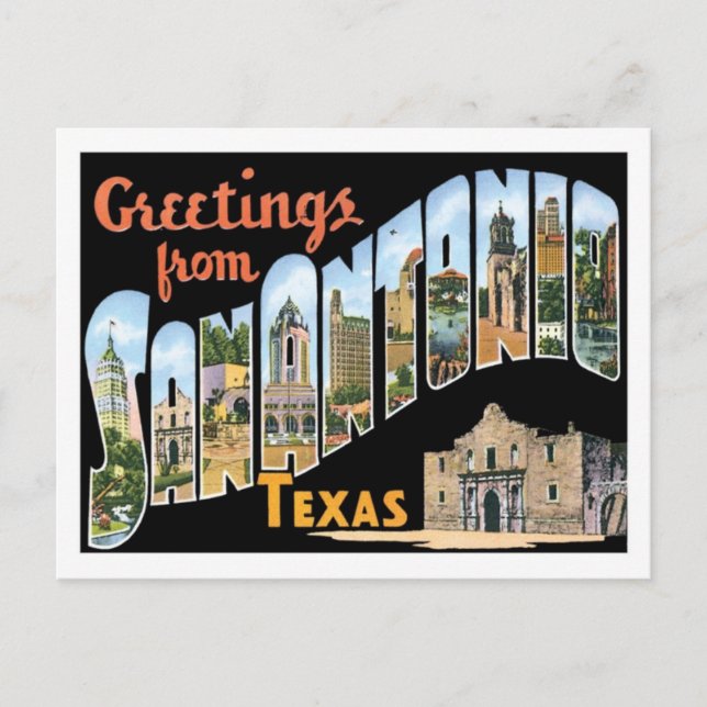 Greetings From San Antonio Texas US City Postcard (Front)