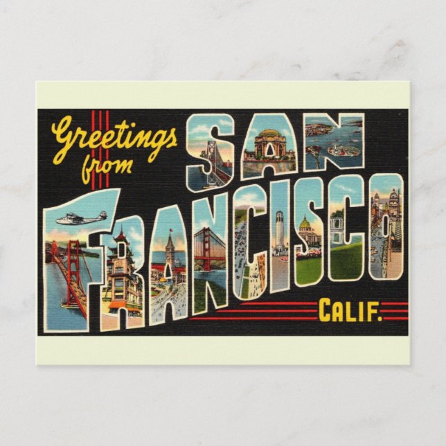Greetings from San Francisco Ca. Travel Postcard (Front)