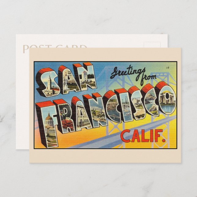 Greetings from San Francisco Large Letter Vintage Postcard (Front/Back)