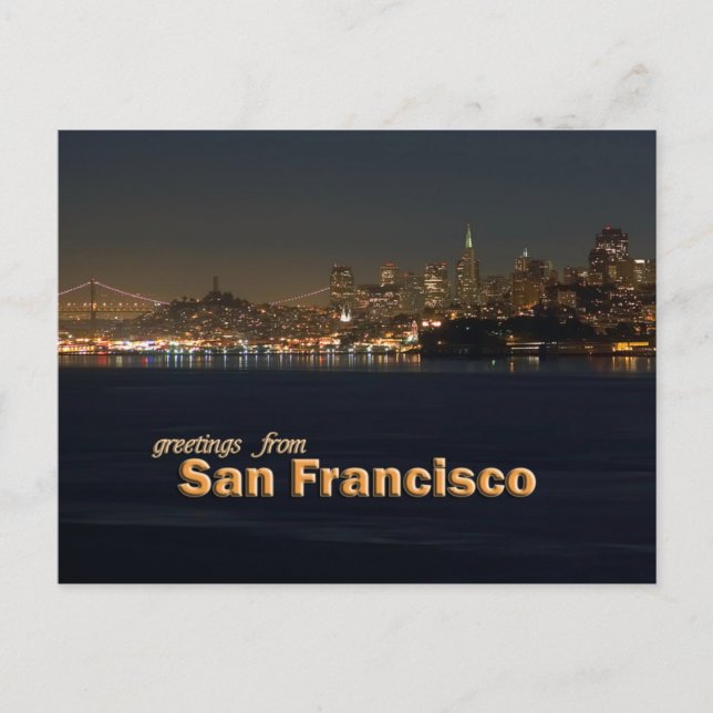 Greetings From San Francisco - Night Shoreline Postcard (Front)