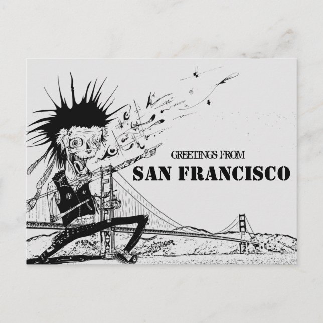 Greetings from San Francisco punk rock travel Postcard (Front)