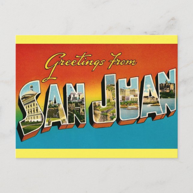 Greetings from SAN JUAN PUERTO RICO Postcard (Front)