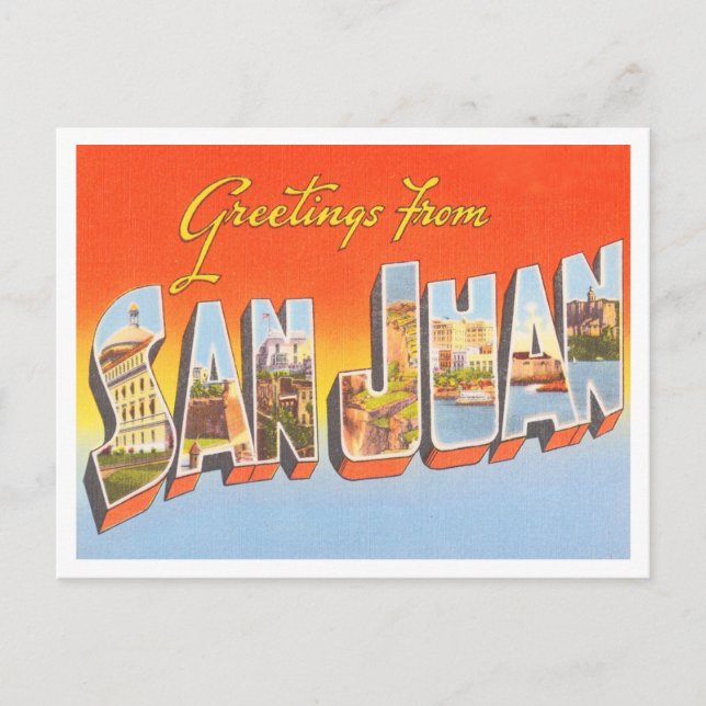 Greetings from San Juan, Puerto Rico Travel Postcard (Front)