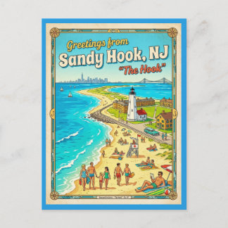 Greetings from Sandy Hook NJ Vintage Style Postcard
