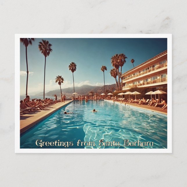 Greetings from Santa Barbara, 1960s Retro Vibe  Postcard (Front)