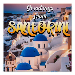 Greetings from Santorini Poster