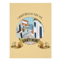Greetings From Santorini Sign