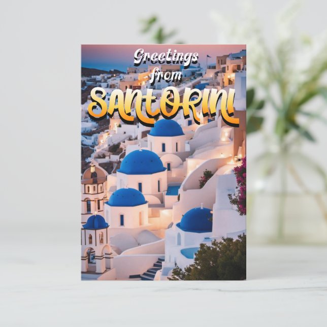 Greetings from Santorini Thank You Card (Standing Front)