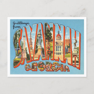 Greetings from Savannah, Georgia Vintage Travel Postcard
