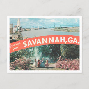 Greetings from Savannah, Georgia Vintage Travel Postcard
