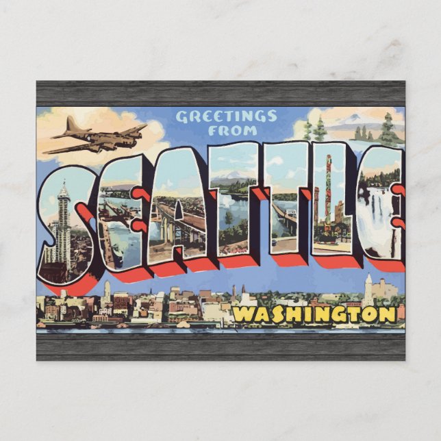 Greetings From Seattle Washington, Vintage Postcard (Front)
