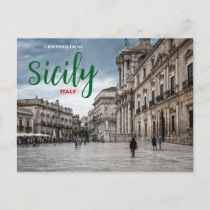 Greetings from Sicily Italy Scenic Travel Postcard