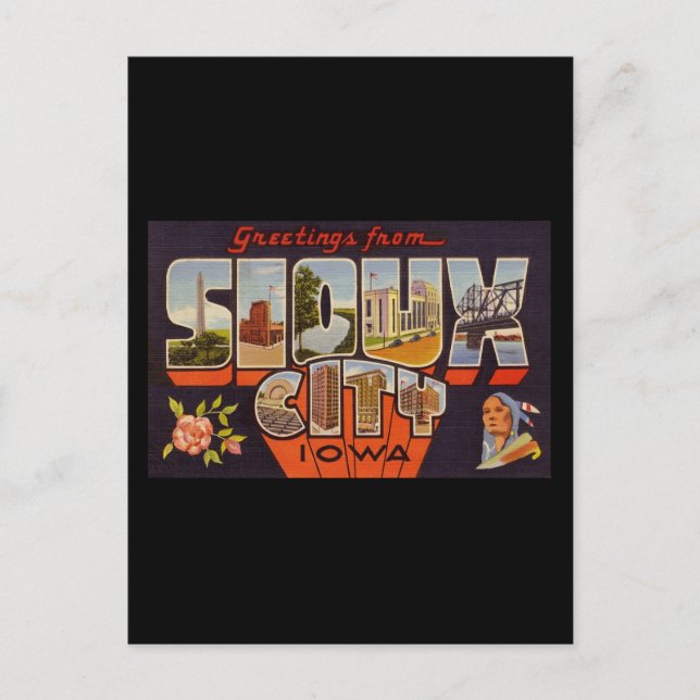 Greetings from Sioux City Iowa Postcard (Front)