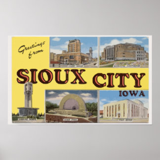 Greetings From Sioux City Iowa, Vintage Poster