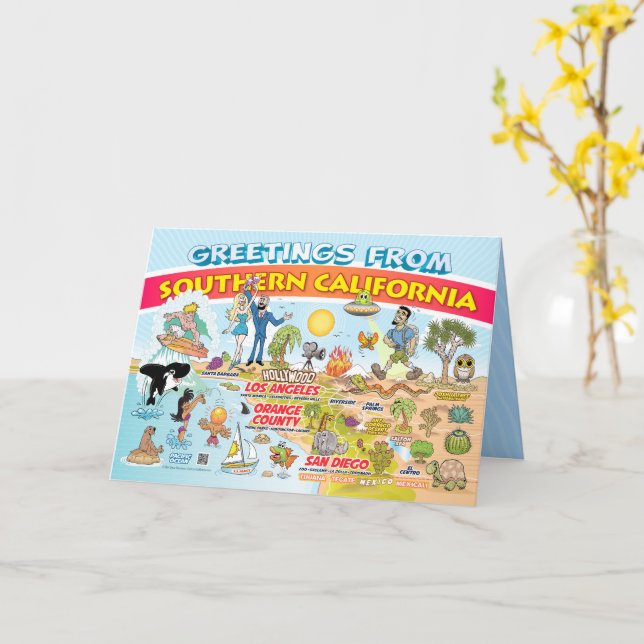 Greetings from Southern California Blank Card (Yellow Flower)