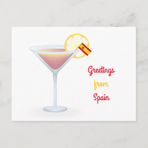 Greetings From Spain Cocktail Holiday Postcard