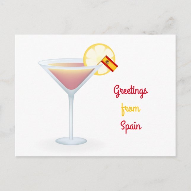 Greetings From Spain Cocktail Holiday Postcard (Front)