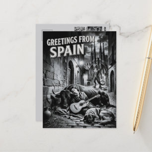 Greetings from Spain Film Noir Travel Postcard