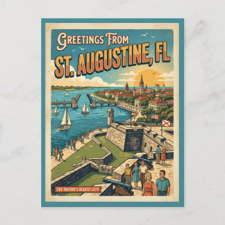 Greetings From St Augustine Retro Postcard