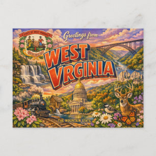 Greetings From State Postcard