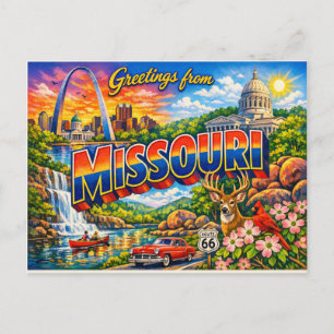 Greetings From State Postcard