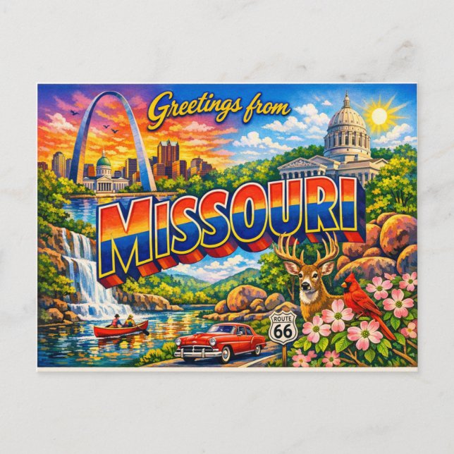 Greetings From State Postcard  (Front)