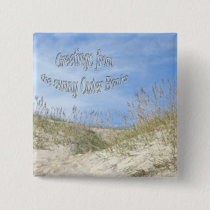 Greetings From Sunny OBX Sea Oats Items 15 Cm Square Badge