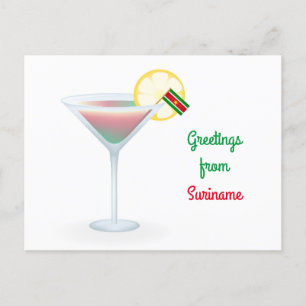 Greetings From Suriname Cocktail Holiday Postcard