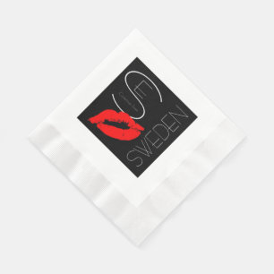 Greetings from Sweden Swedish Red Lipstick Kiss Napkin